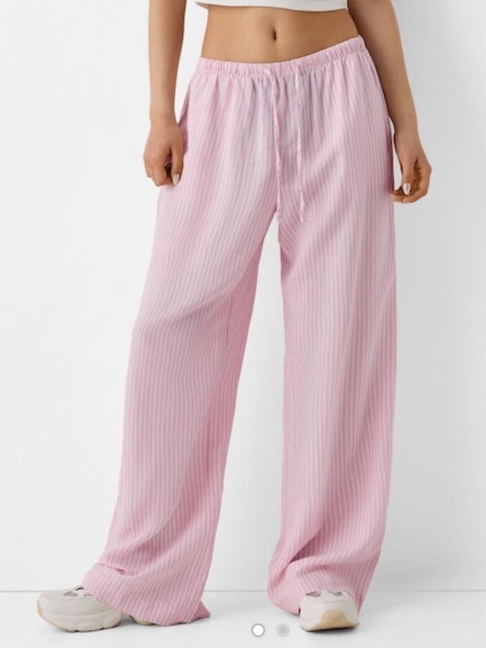 NWT Bershka Pink Striped Wide-Leg Pants